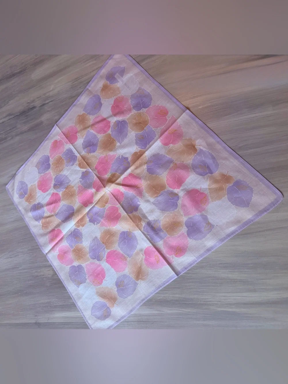 Pierre Balmain Paris scarf pastel leaf pattern handkerchief neckerchief bandana